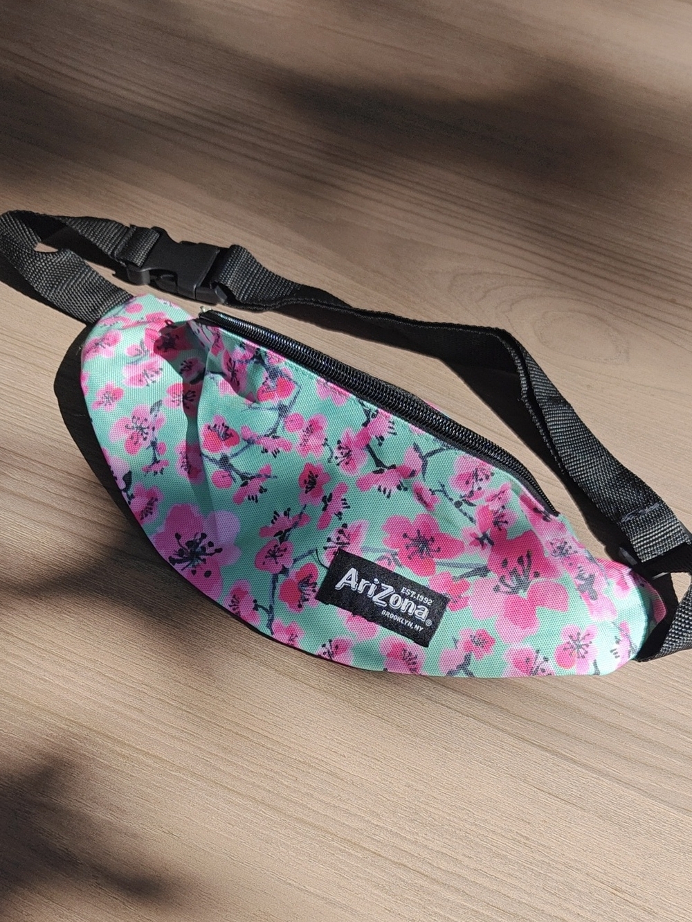 Arizona Jean Company Mint Plum Waist Pack with Pink Blossoms